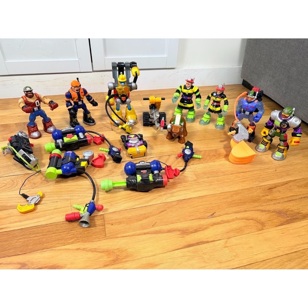 Fisher Price Rescue Heroes Lot 16 Action Figures Back Packs Mattel 2001-2002 Y2K